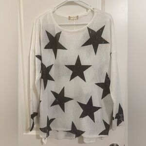 Altar'd State Cream Sweater with Black Star Design